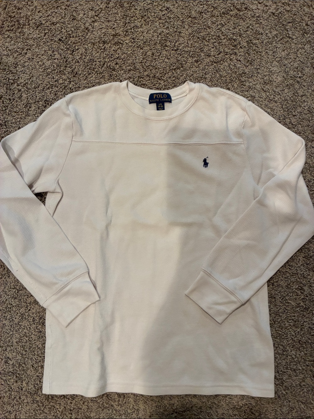 Polo by Ralph Lauren White Long-Sleeve Crew with Navy Pony